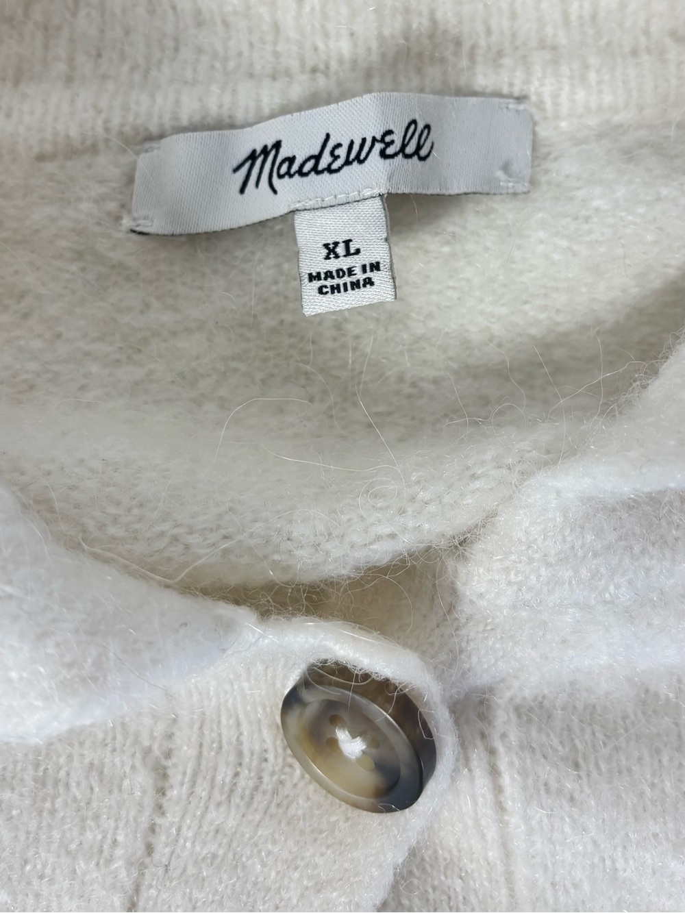 Madewell Off-White Wool/Alpaca Blend Carabelle Polo Button-Up Cardigan XL Boxy - Picture 6 of 13